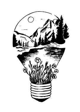 Lightbulb Landscape with Flowers