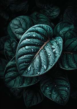 Close-up of Wet Tropical Leaves