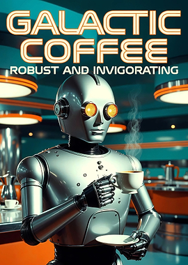 Galactic Coffee Robot Poster