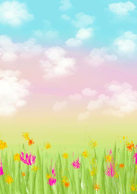 Whimsical sky with clouds