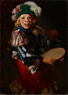 Jester playing a tambourine