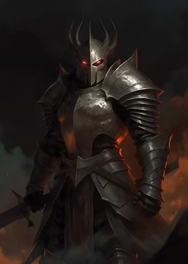 Dark Knight with Glowing Red Eyes