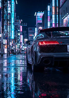 Car R8 in Tokyo City Night