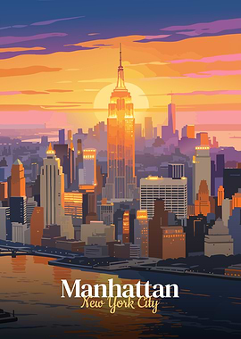 Manhattan Skyline at Sunset