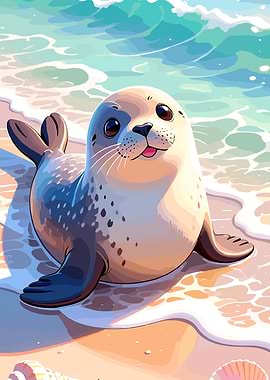 Cute Seal on a Beach