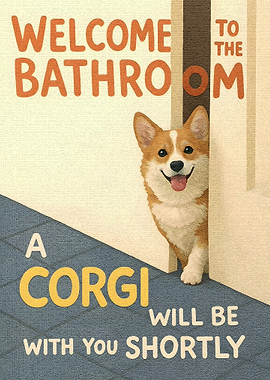 Corgi Welcomes You to the Bathroom