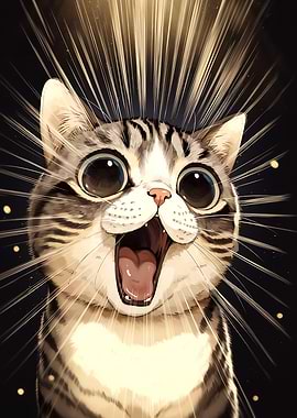 Surprised Cat with Big Eyes