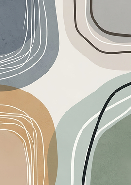 Abstract Organic Shapes with Lines