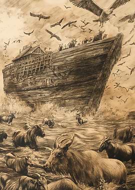 Noah's Ark with Animals and Birds