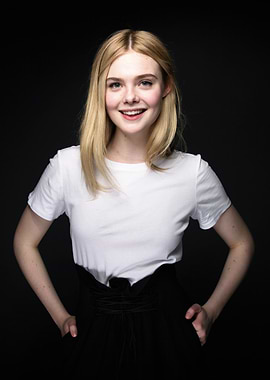 Elle Fanning Posing in Black and White
