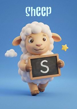 Cute Sheep Holding a Chalkboard