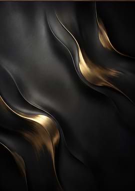 Abstract Black and Gold Waves