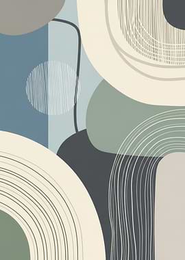 Abstract Geometric Shapes with Line Art