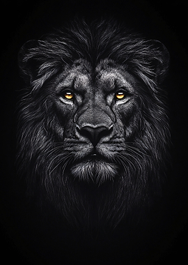 Black Lion with Golden Eyes
