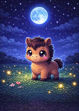 Cute Pony Under the Moon