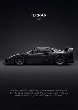 Car Ferrari F40 Dark Minimalist