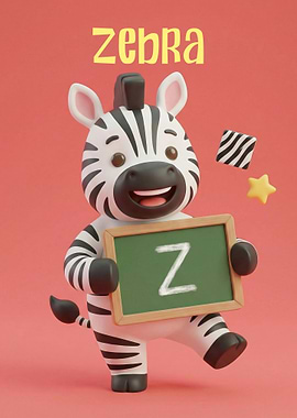 Cute Zebra with Letter Z