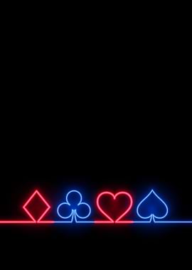 Neon Playing Card Suits on Black Background