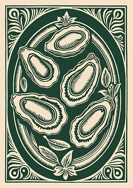 Oysters on a Plate Illustration