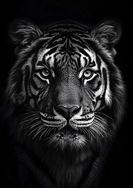 Monochromatic Tiger Portrait