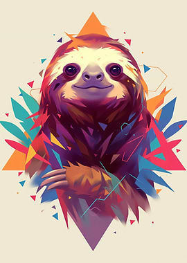 Geometric Sloth Portrait
