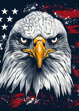 American Bald Eagle with US Flag