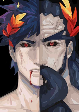 Split Face Portrait of Hades and Zagreus