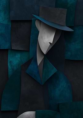 Cubist Man in Hat