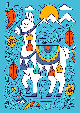 Llama in a Mountain Landscape