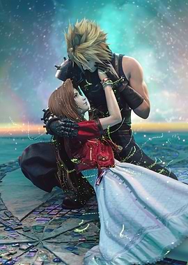 Cloud and Aerith Embrace
