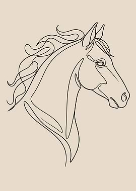 Minimalist Horse Head Line Art