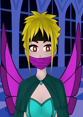Butterfly Ninja Princess -Anime Fairy with Mask and Wings