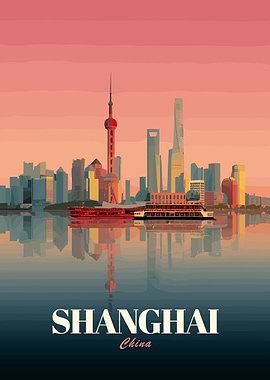 Shanghai Skyline at Sunset