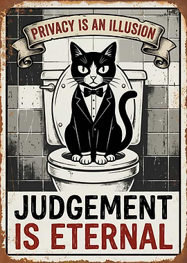 Cat in Tuxedo on Toilet