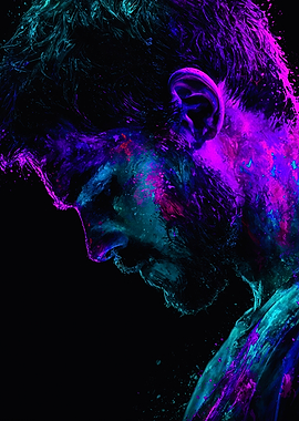 Side profile man neon colors