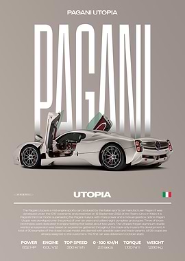Pagani Utopia Supercar Car Poster