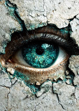 Teal Eye Inside Cracked Stone