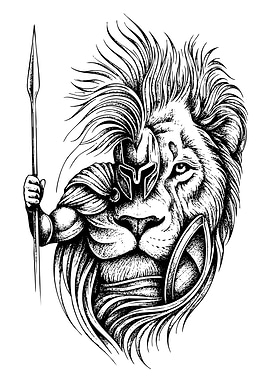 Lion Warrior with Spear and Shield