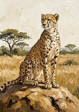 Cheetah Sitting on a Rock