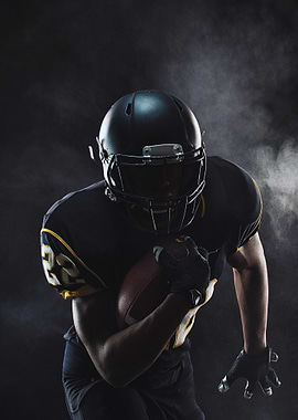 Football Player Running with Ball