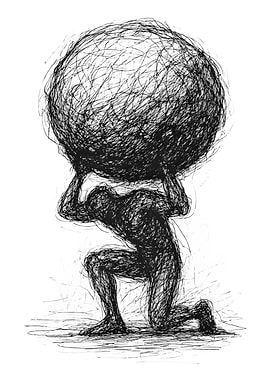 Man Carrying a Giant Ball