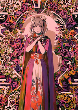 Anime Girl in Floral Outfit