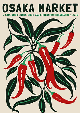 Osaka Market Chili Peppers Poster