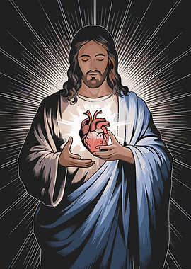 Jesus Holding Sacred Heart