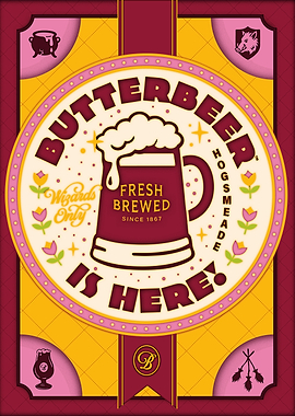 Hogsmeade's Iconic Butterbeer Advertisement