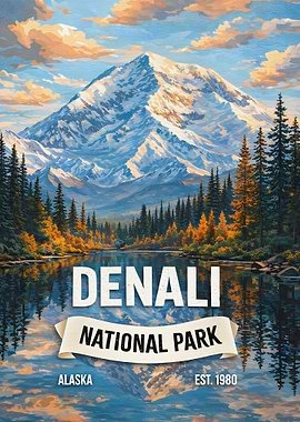 Denali National Park Vintage Poster