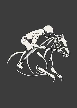 Jockey and Horse Racing Silhouette