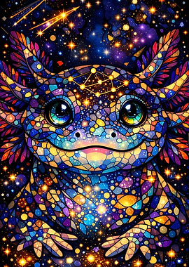 Cosmic Axolotl Stained Glass