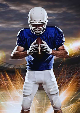 American Football Player in Stadium