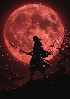 Samurai Under a Red Moon